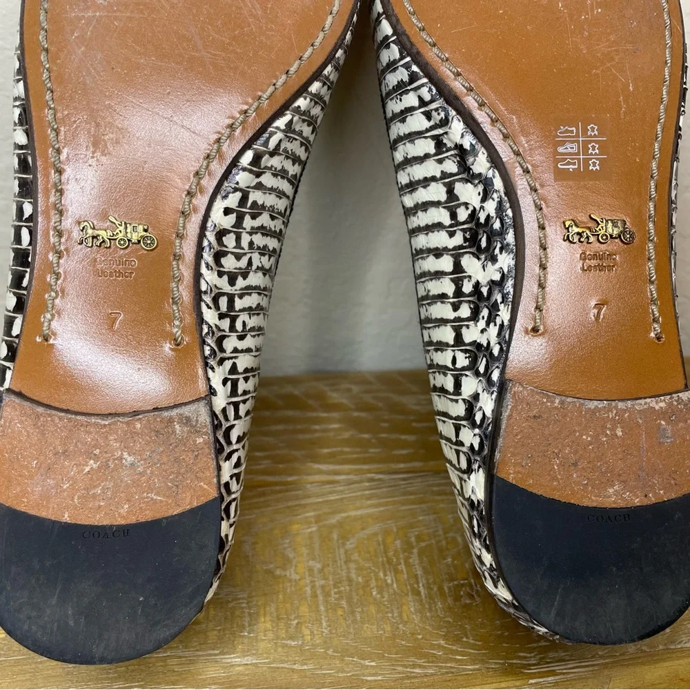 Coach Lola Ballet Black and White Snakeskin Flats Size 7